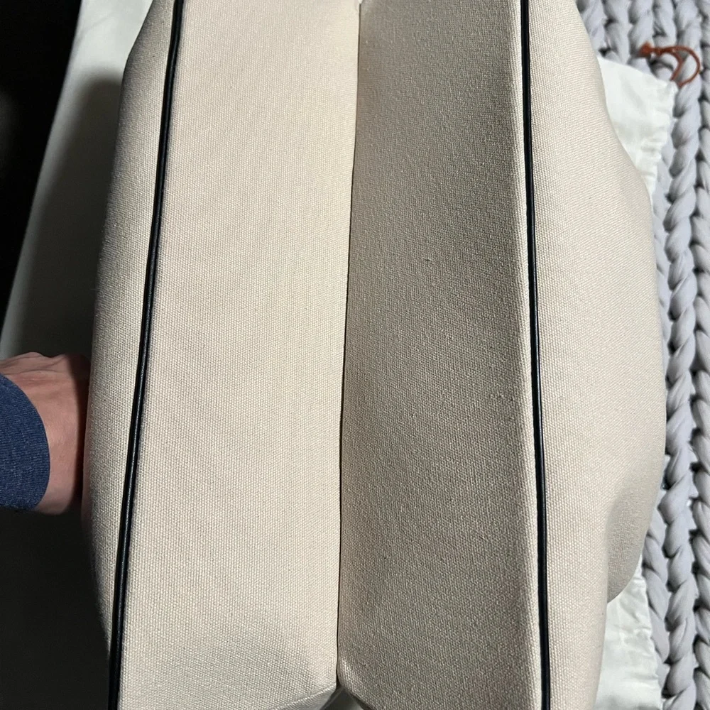 cult gaia Beige Shoulder Bag with Black Handles and Gold Accent - Picture 12 of 14